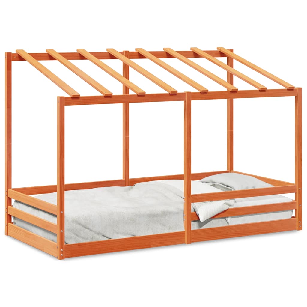 E-shop vidaXL Detská posteľ so strechou voskovohnedá 100x200cm borovic. masív