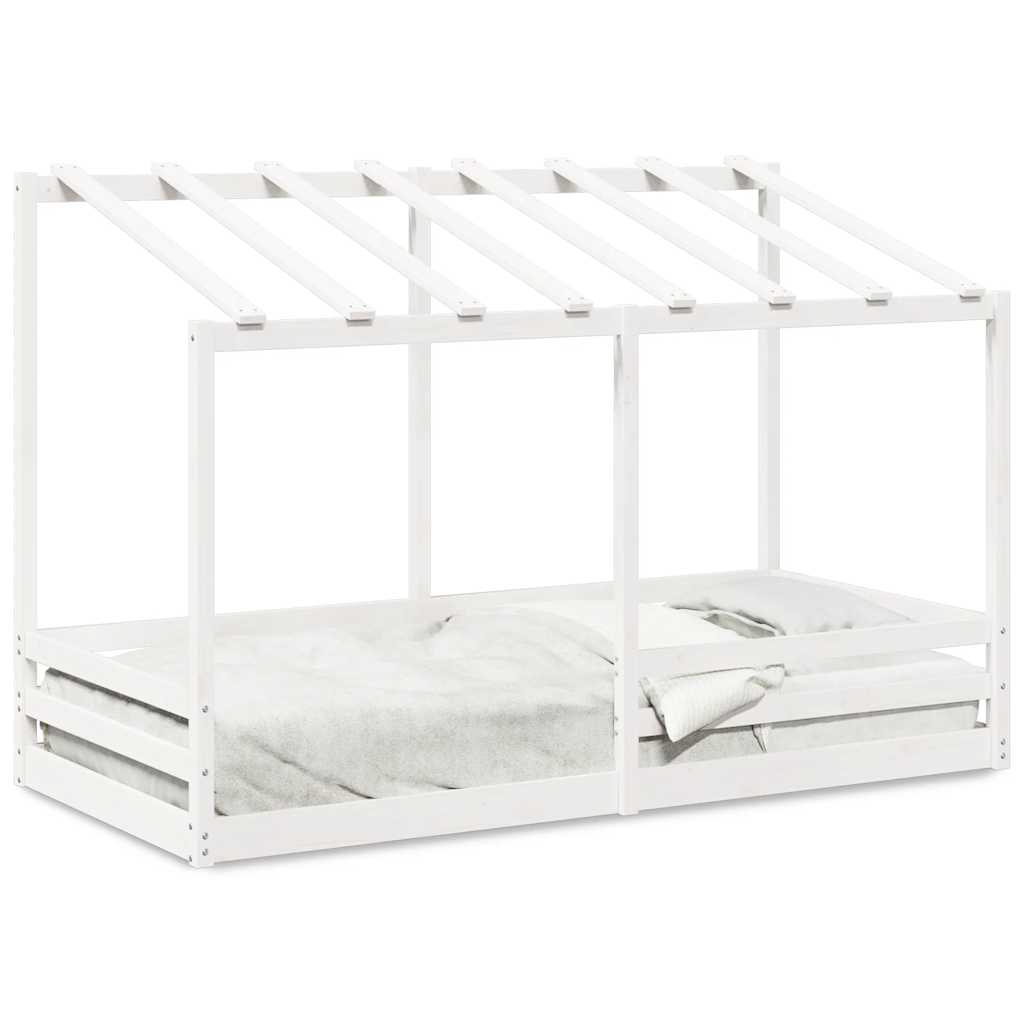 vidaXL Kinderbed met bedhuis 90x200 cm massief grenenhout wit, foto 3