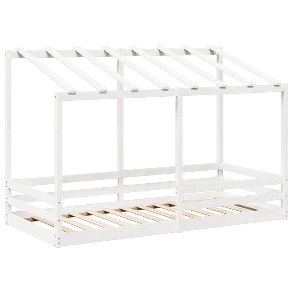 vidaXL Kinderbed met bedhuis 90x200 cm massief grenenhout wit, foto 2