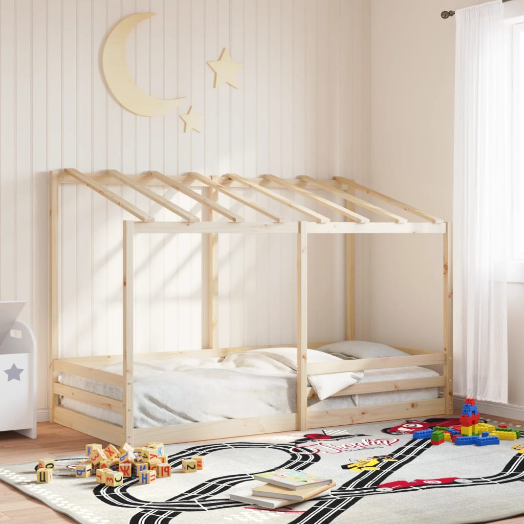 Kinderbett mit Dach 80×200 cm Massivholz Kiefer