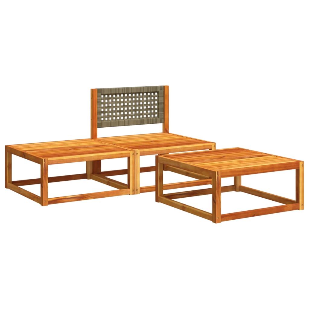 vidaXL 3-delige Loungeset met kussens massief acaciahout afbeelding