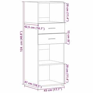 Skříň highboard hnědý dub 45 x 42,5 x 124 cm kompozitní dřevo - obrázek 10