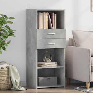 Visoka omara betonsko siva 50x42,5x124 cm inženirski les