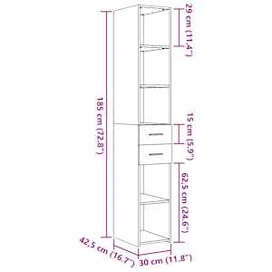 Skříň highboard černá 30 x 42,5 x 185 cm kompozitní dřevo - obrázek 9