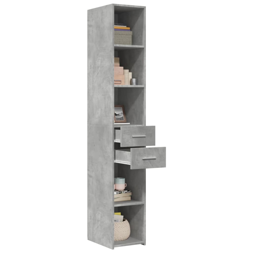 vidaXL Hoge kast 30x42,5x185 cm bewerkt hout betongrijs afbeelding