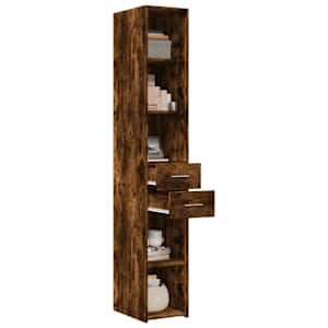 Skříň highboard kouřový dub 30 x 42,5 x 185 cm kompozitní dřevo - obrázek 3