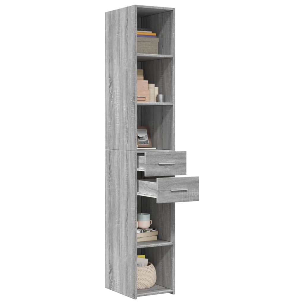 vidaXL Hoge kast 30x42,5x185 cm bewerkt hout grijs sonoma eikenkleur afbeelding