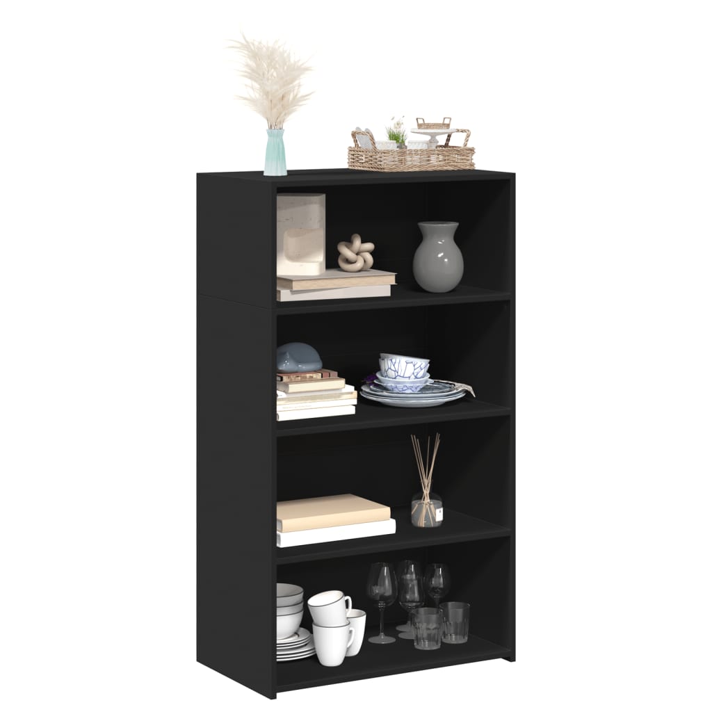 vidaXL Hoge kast 70x41x124 cm bewerkt hout zwart afbeelding