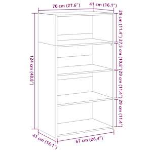 Skříň highboard kouřový dub 70 x 41 x 124 cm kompozitní dřevo - obrázek 9