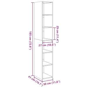 Skříň highboard bílá 30 x 41 x 185 cm kompozitní dřevo - obrázek 9