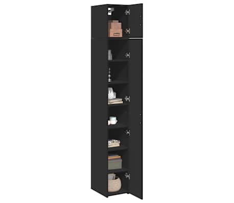vidaXL Armoire de rangement mince noir 30x42,5x225cm bois d'ing&eacute;nierie