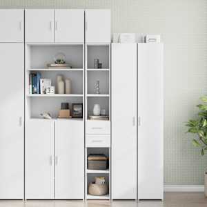 Ozka omara za shranjevanje bela 30x42,5x225 cm inženirski les