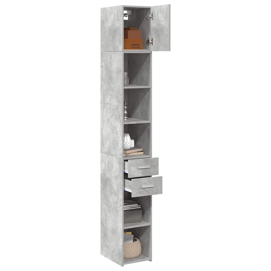 vidaXL Opbergkast smal 30x42,5x225 cm bewerkt hout betongrijs afbeelding