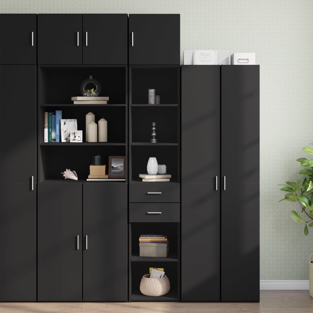 Hochschrank Schmal Schwarz 40×42,5×225 cm Holzwerkstoff