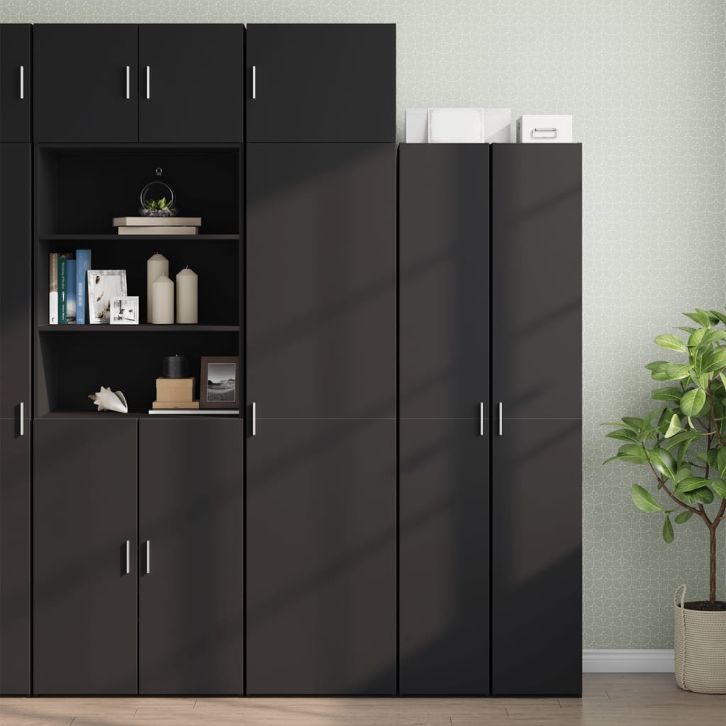 Hochschrank Schmal Schwarz 50×42,5×225 cm Holzwerkstoff