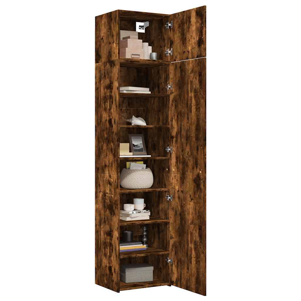 vidaXL Opbergkast smal 50x42,5x225 cm bewerkt hout gerookt eikenkleur afbeelding