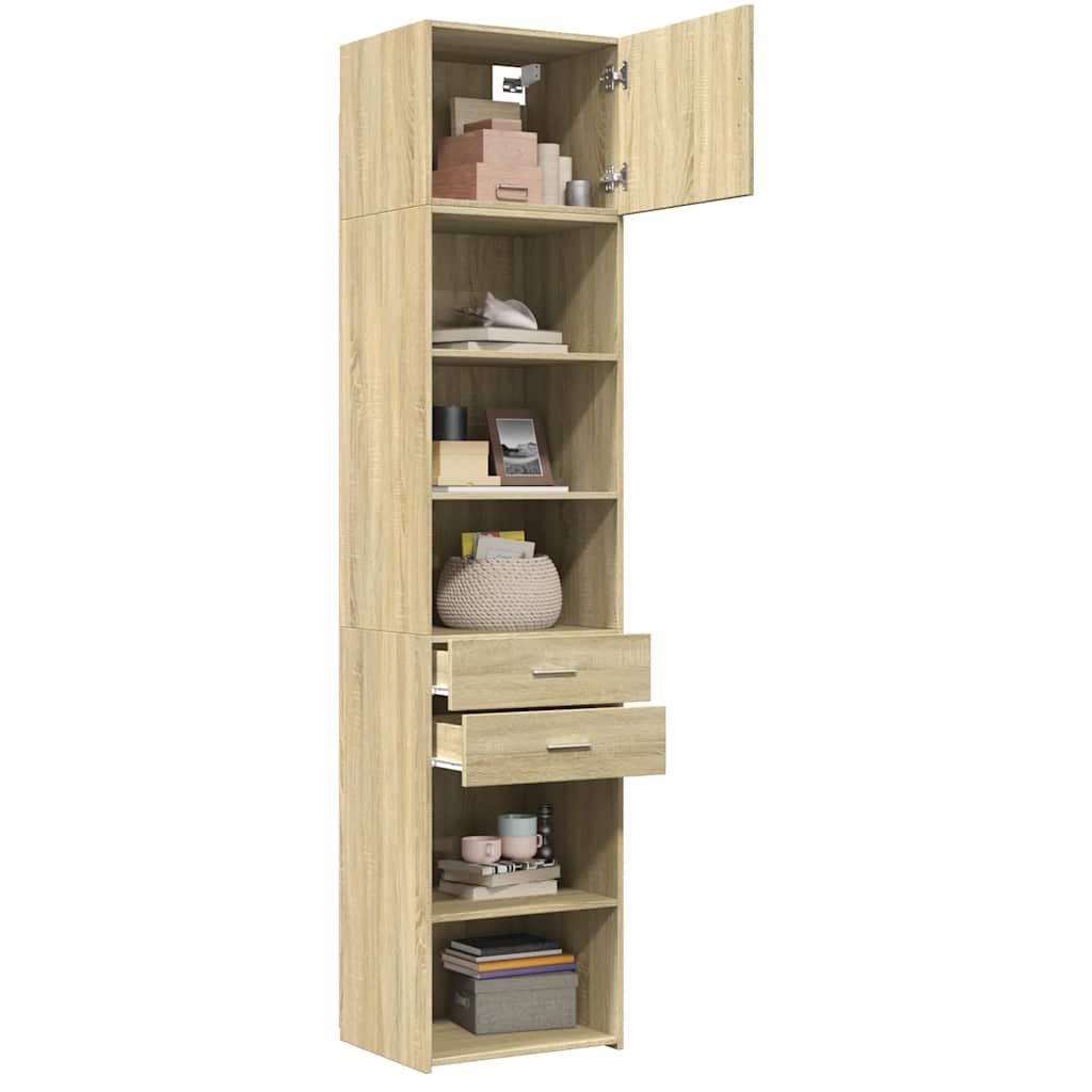 vidaXL Opbergkast smal 50x42,5x225 cm bewerkt hout sonoma eikenkleurig afbeelding