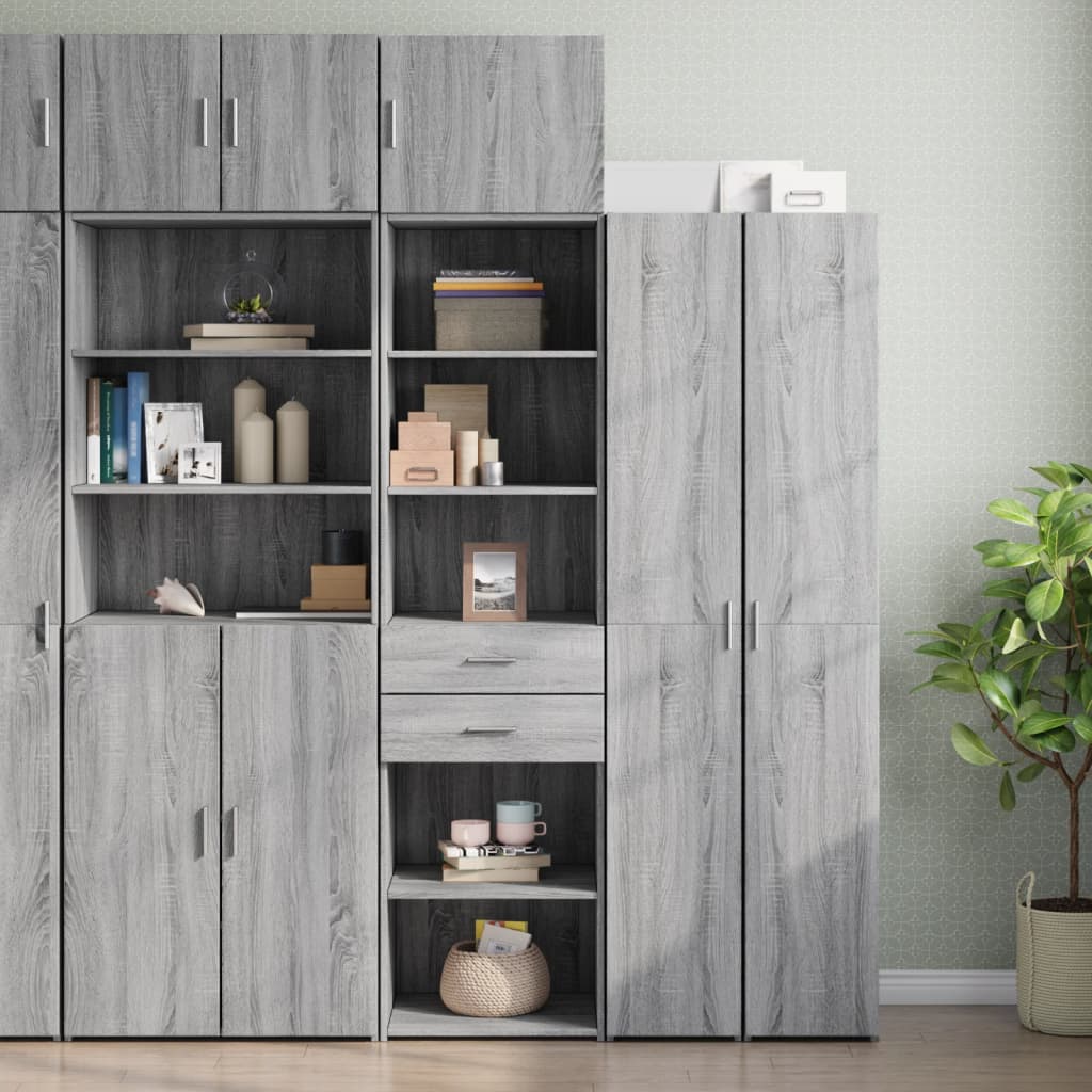 Hochschrank Schmal Grau Sonoma 50×42,5×225 cm Holzwerkstoff