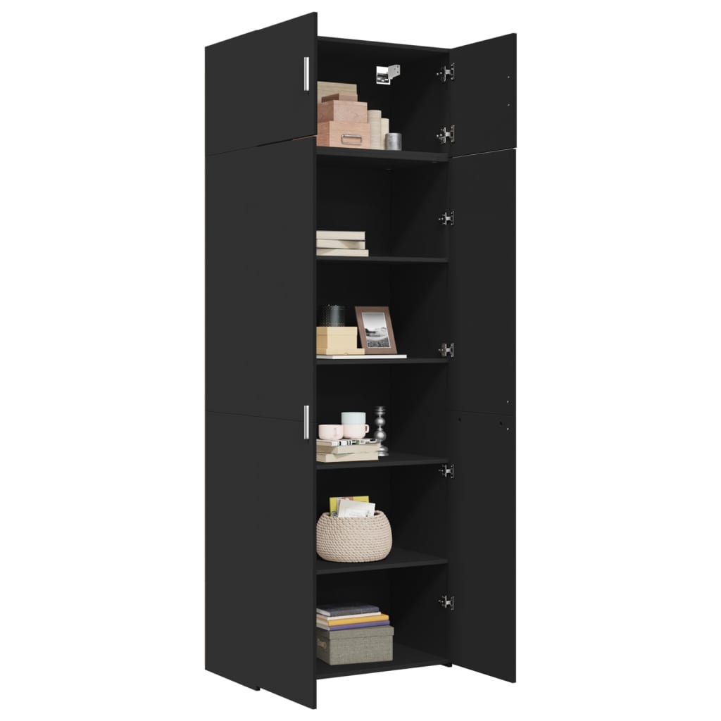 vidaXL Opbergkast 80x42,5x225 cm bewerkt hout zwart afbeelding