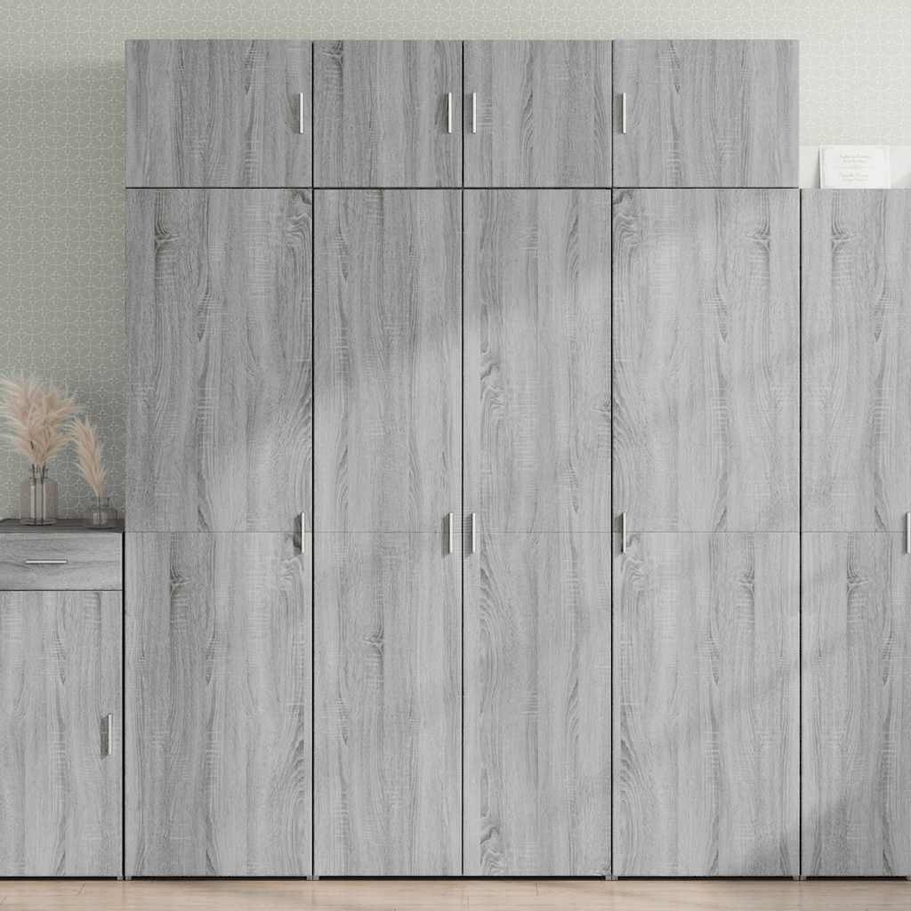 vidaXL Säilytyskaappi harmaa Sonoma 80x42,5x225 cm tekninen puu