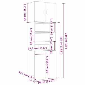 Skříň highboard bílá 80 x 42,5 x 249 cm kompozitní dřevo - obrázek 13