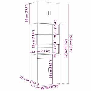 Skříň highboard dub sonoma 80 x 42,5 x 249 cm kompozitní dřevo - obrázek 13