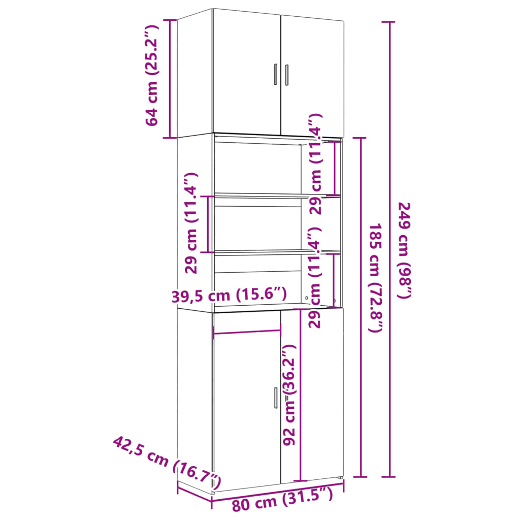Skříň highboard betonově šedá 80x42,5x249 cm kompozitní dřevo - obrázek 13
