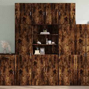 Skříň highboard kouřový dub 80 x 42,5 x 249 cm kompozitní dřevo - obrázek 1