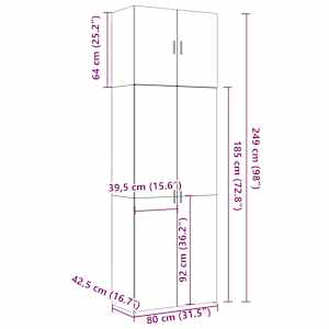 Skříň highboard betonově šedá 80x42,5x249 cm kompozitní dřevo - obrázek 13