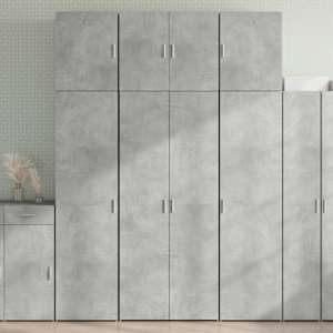 Visoka omara betonsko siva 80x42,5x249 cm inženirski les