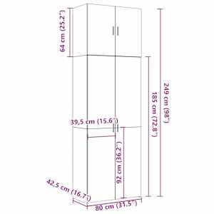 Skříň highboard šedá sonoma 80 x 42,5 x 249 cm kompozitní dřevo - obrázek 13