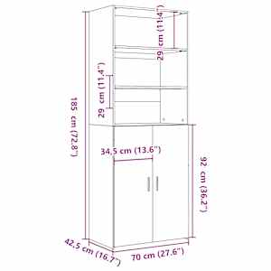 Skříň highboard hnědý dub 70 x 42,5 x 185 cm kompozitní dřevo - obrázek 9