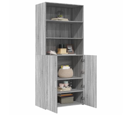 vidaXL Hoge kast 80x42,5x185 cm bewerkt hout grijs sonoma eikenkleurig