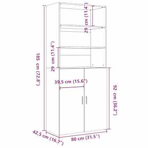 Skříň highboard hnědý dub 80 x 42,5 x 185 cm kompozitní dřevo - obrázek 9