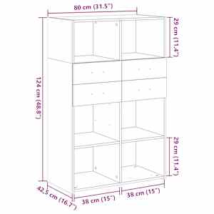 Skříň highboard bílá 80 x 42,5 x 124 cm kompozitní dřevo - obrázek 10