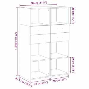 Skříň highboard černá 80 x 42,5 x 124 cm kompozitní dřevo - obrázek 10
