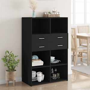 Visoka omara črna 80x42,5x124 cm inženirski les