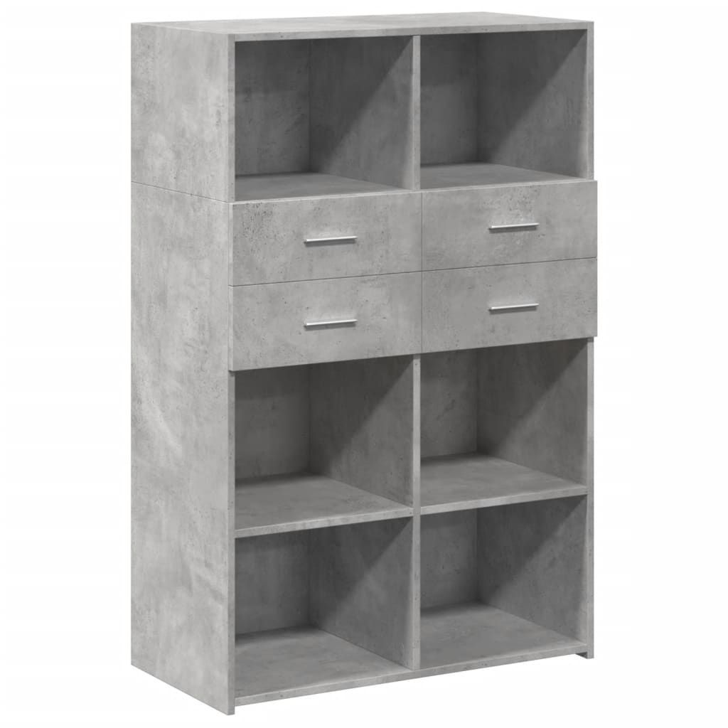 Thumbnail - vidaXL Highboard Betongrau 80x42,5x124 cm Holzwerkstoff