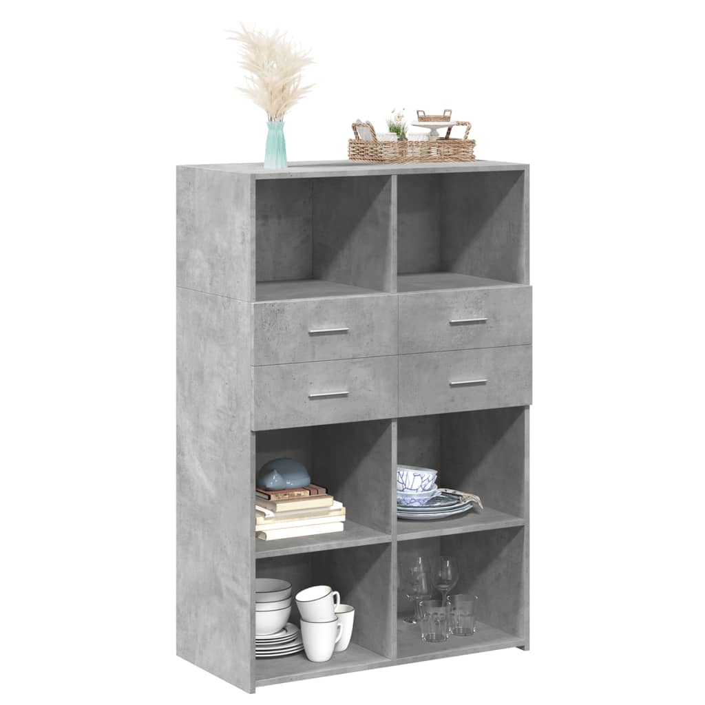 Thumbnail - vidaXL Highboard Betongrau 80x42,5x124 cm Holzwerkstoff
