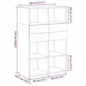 Skříň highboard betonově šedá 80x42,5x124 cm kompozitní dřevo - obrázek 10