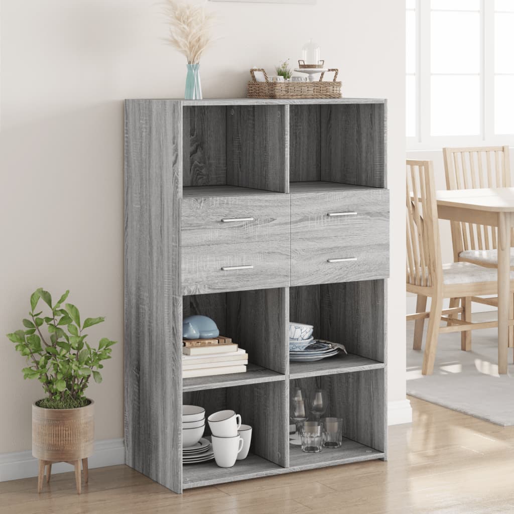 Highboard Grau Sonoma 80×42,5×124 cm Holzwerkstoff