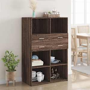 Skříň highboard hnědý dub 80 x 42,5 x 124 cm kompozitní dřevo - obrázek 1