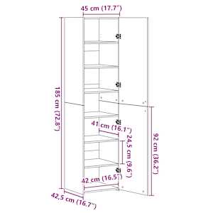 Skříň highboard bílá 45 x 42,5 x 185 cm kompozitní dřevo - obrázek 10