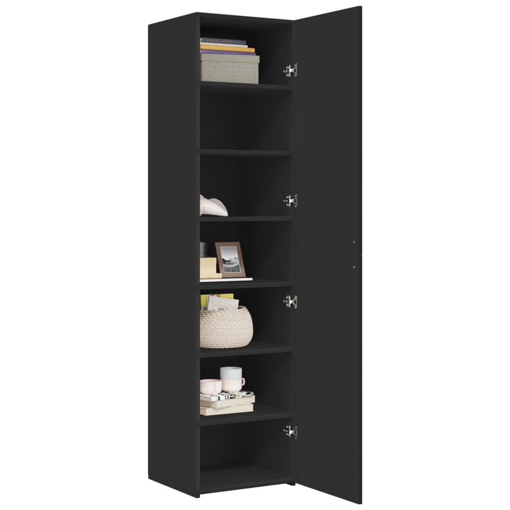 vidaXL Hoge kast 45x42,5x185 cm bewerkt hout zwart afbeelding