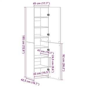 Skříň highboard betonově šedá 45x42,5x185 cm kompozitní dřevo - obrázek 10
