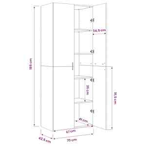 Skříň highboard bílá 70 x 42,5 x 185 cm kompozitní dřevo - obrázek 9