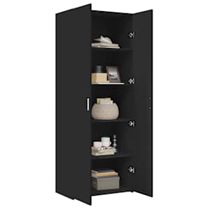 vidaXL Highboard Black 27.6"x16.7"x72.8" Engineered Wood