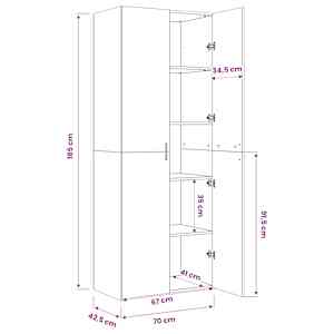 Skříň highboard šedá sonoma 70 x 42,5 x 185 cm kompozitní dřevo - obrázek 9