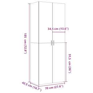 Skříň highboard dub sonoma 70 x 42,5 x 185 cm kompozitní dřevo - obrázek 9