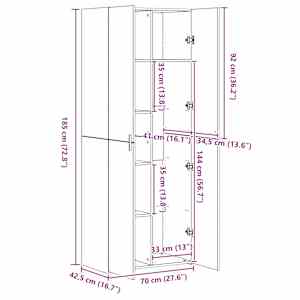 Skříň highboard dub sonoma 70 x 42,5 x 185 cm kompozitní dřevo - obrázek 10